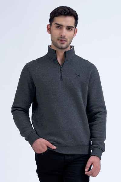 Charcoal Half Zipper Fleece Jacket