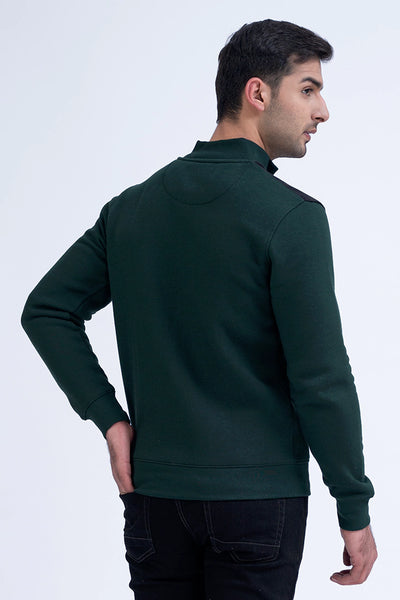 Green Color Block Fleece Jacket