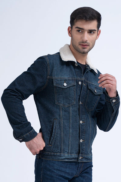 Sherpa Collar Blue Denim Jacket