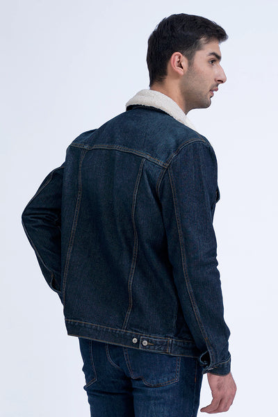 Sherpa Collar Blue Denim Jacket