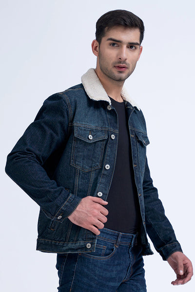 Sherpa Collar Blue Denim Jacket