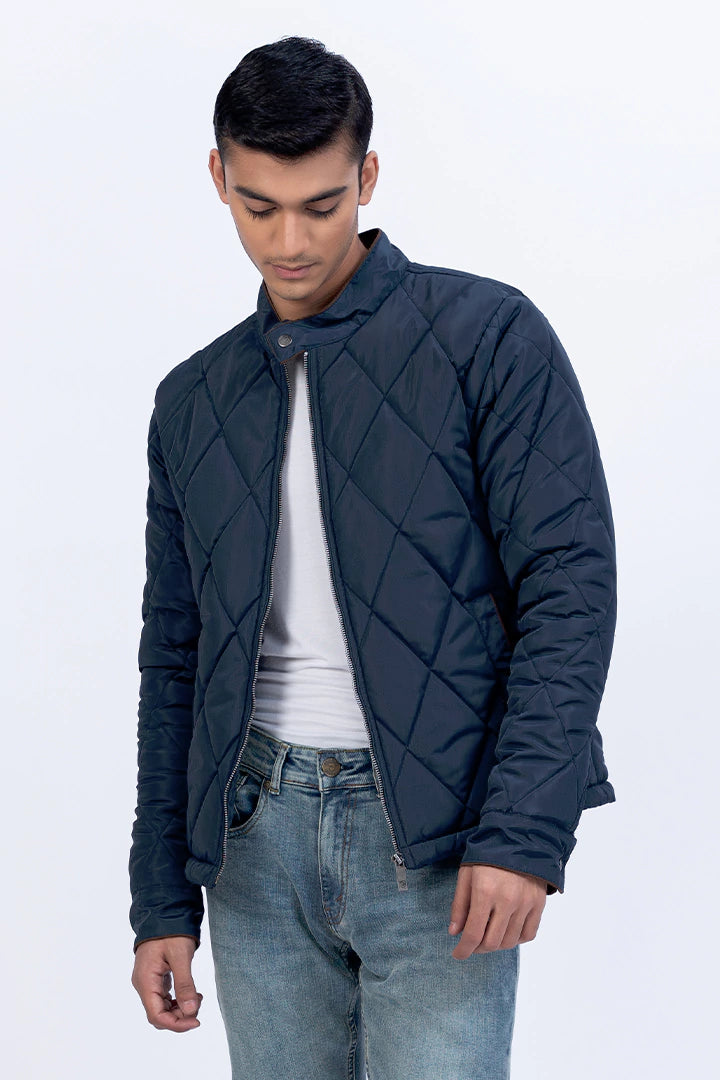 Navy Diamond Quilted Jacket