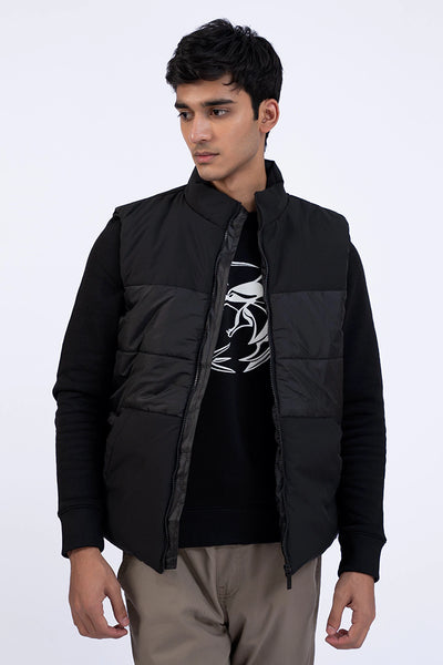 Black Sleeveless Puffer Jacket