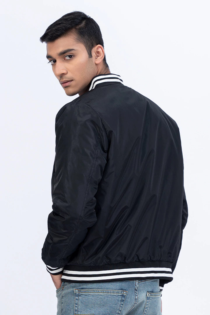 Black Striped Parachute Jacket
