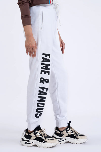 White Scripted Knitted Joggers