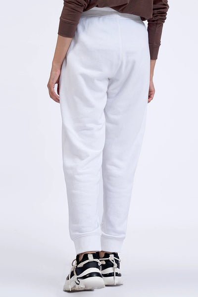 White Scripted Knitted Joggers