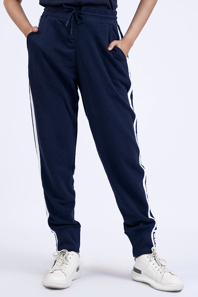 Navy Side Striped Trousers