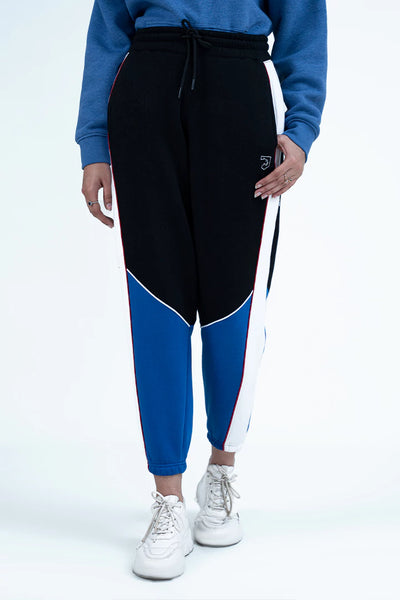 Black Contrast Panel Jogger Pants