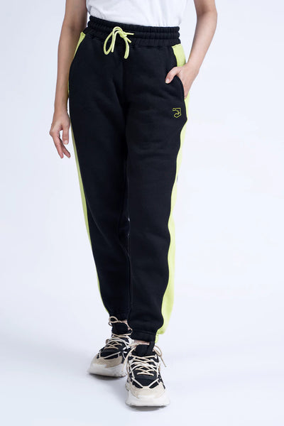 Black Contrast Panel Knitted Jogger Pants