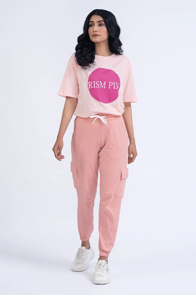 Pink Oversized Knitted Jogger Pants