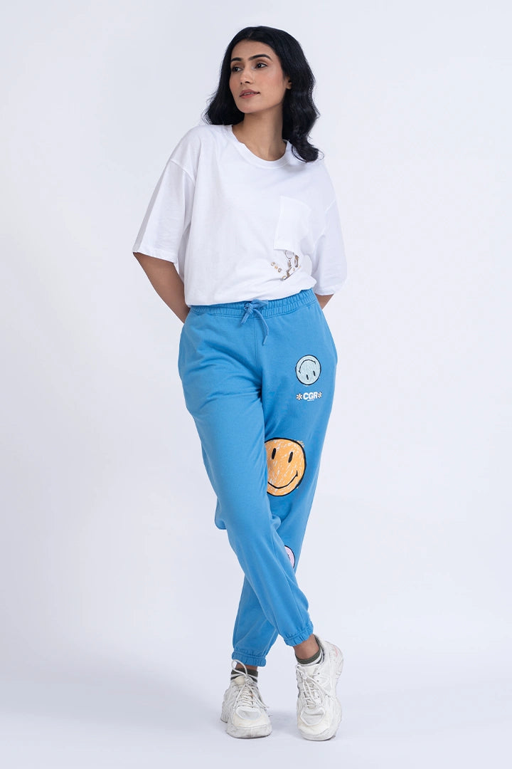Blue Knitted Oversized Jogger Pants