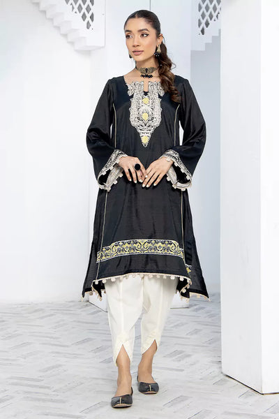 Black Panel Style Embriodered Kurti