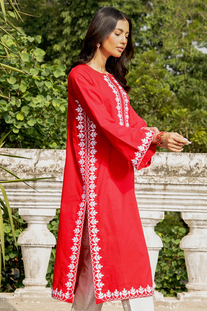 Red Embroidered Kurti
