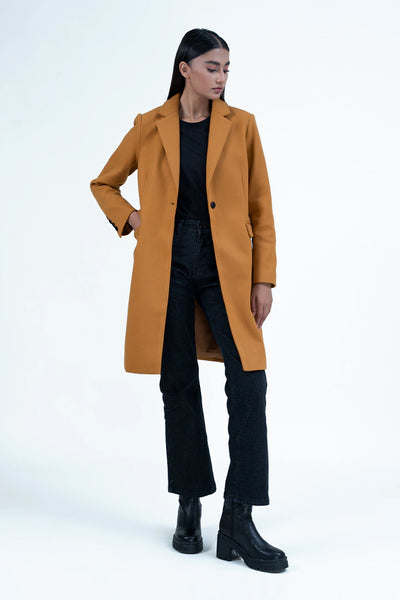 Mustard Single Breasted Coat