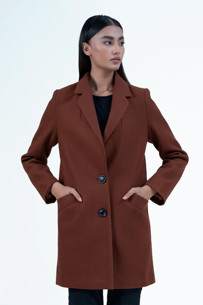 Brown Lapel Collar Coat