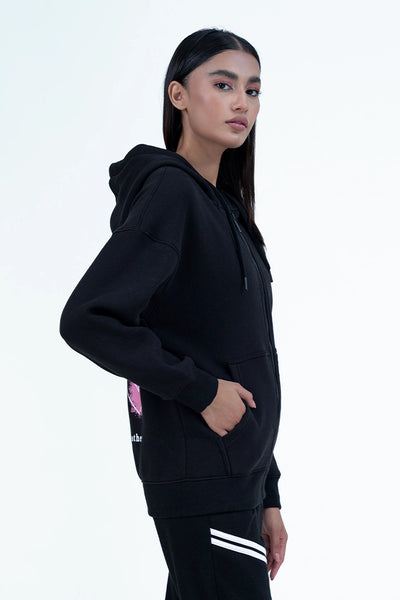 Black Back Printed Graphic Hoodie