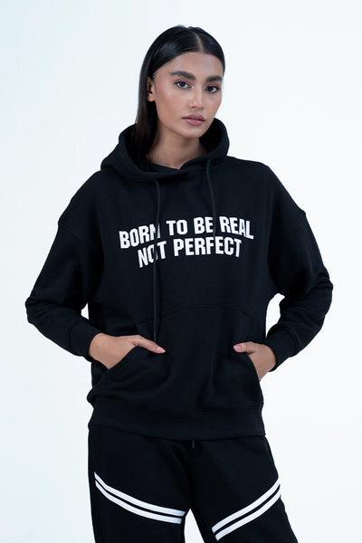 Black Scripted Pullover Hoodie