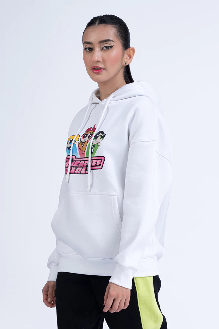 White Graphic Pullover Hoodie