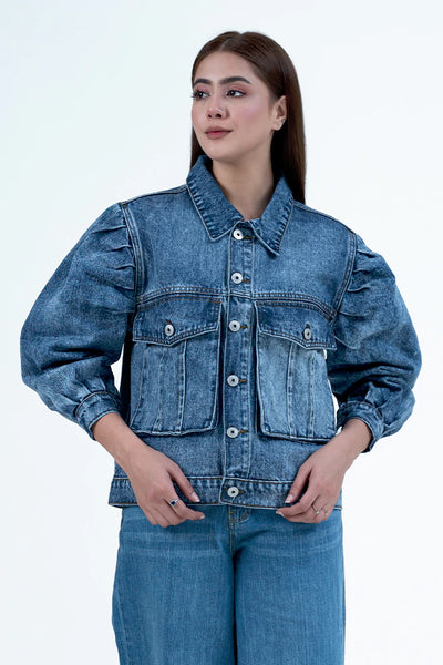 Puff Sleeves Denim Jacket