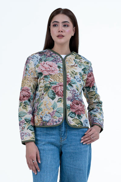 Multicolor Jacquard Cropped Jacket