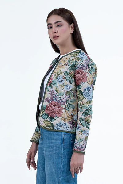 Multicolor Jacquard Cropped Jacket