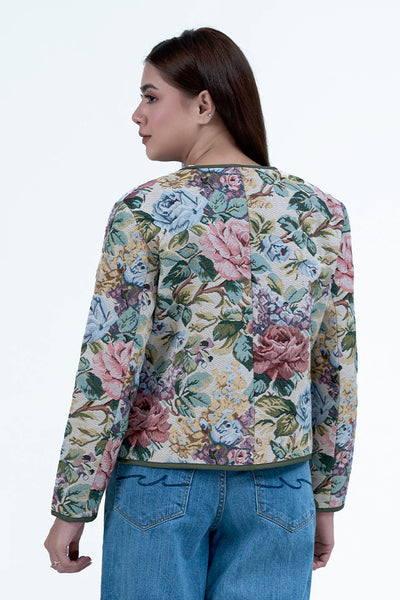 Multicolor Jacquard Cropped Jacket