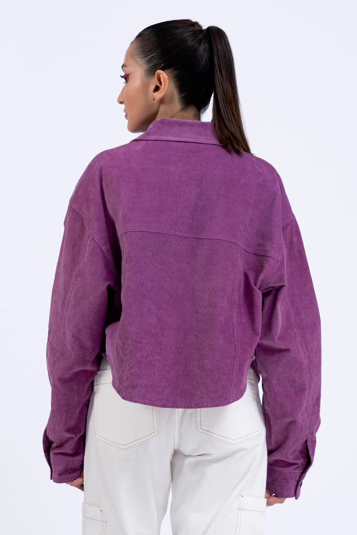 Purple Cropped Corduroy Jacket