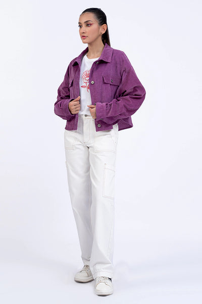 Purple Cropped Corduroy Jacket