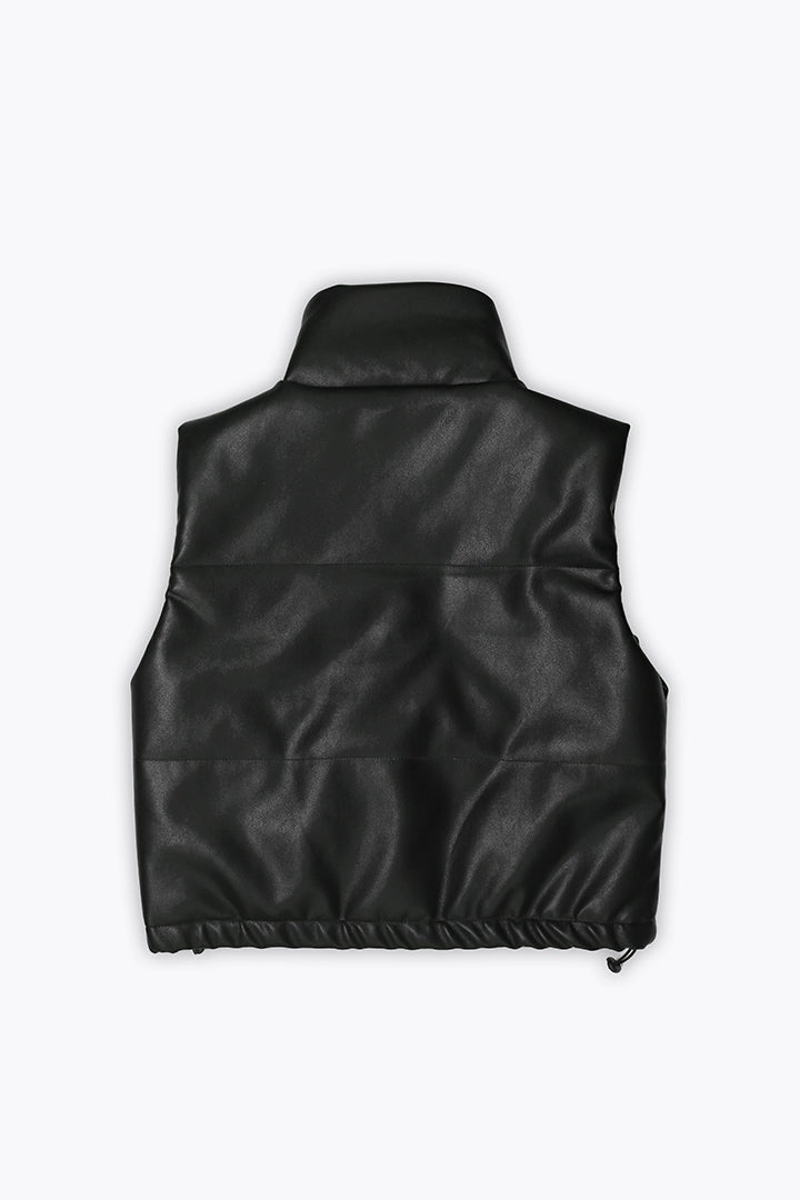 Faux Leather Vest Jacket