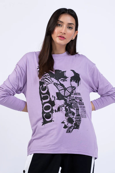 Lilac Oversized Graphic T-Shirt