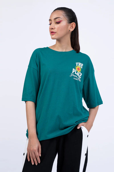 Teal Oversized Graphic T-Shirt