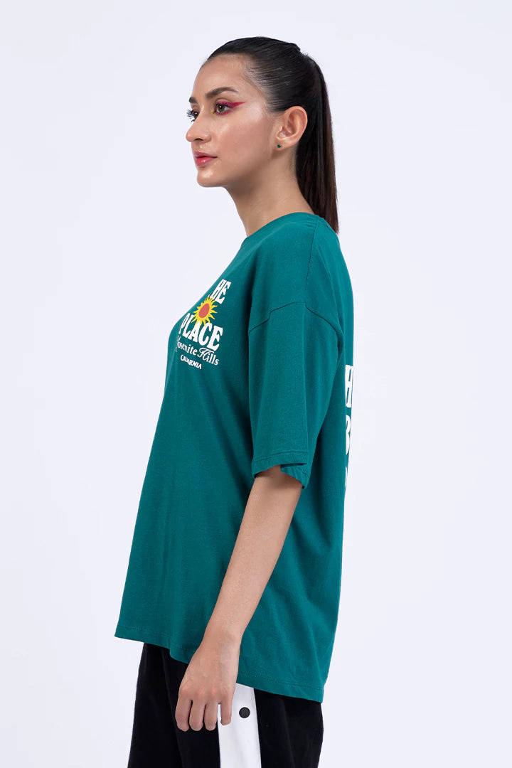 Teal Oversized Graphic T-Shirt