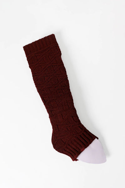 Maroon Patterned Knitted Leg Warmer