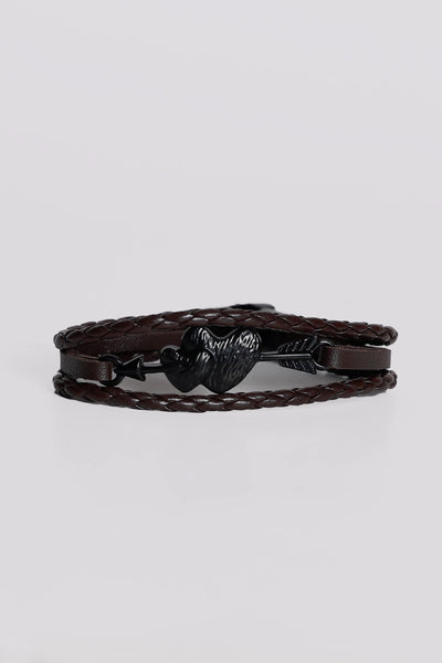 Brown Braided Leather Bracelet