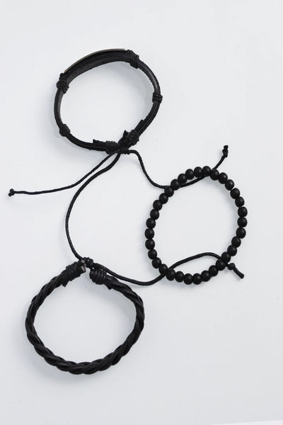 Contrast Black Bracelet Set