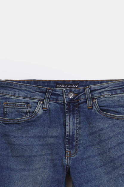 Slim Fit Jeans With Whiskers - Cougar Clothing