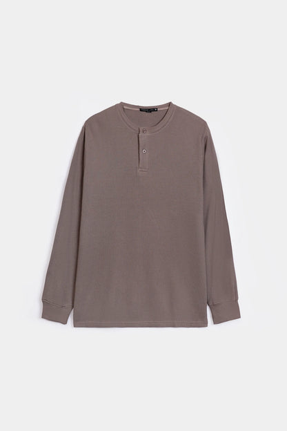 Waffle Knit Henley T-Shirt - Cougar Clothing