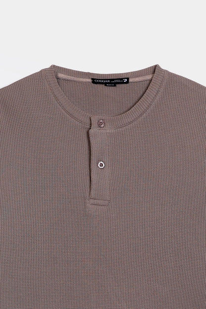 Waffle Knit Henley T-Shirt - Cougar Clothing