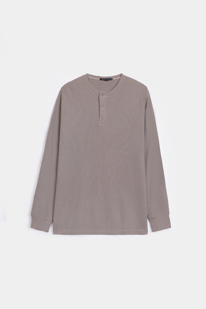 Waffle Knit Henley T-Shirt - Cougar Clothing