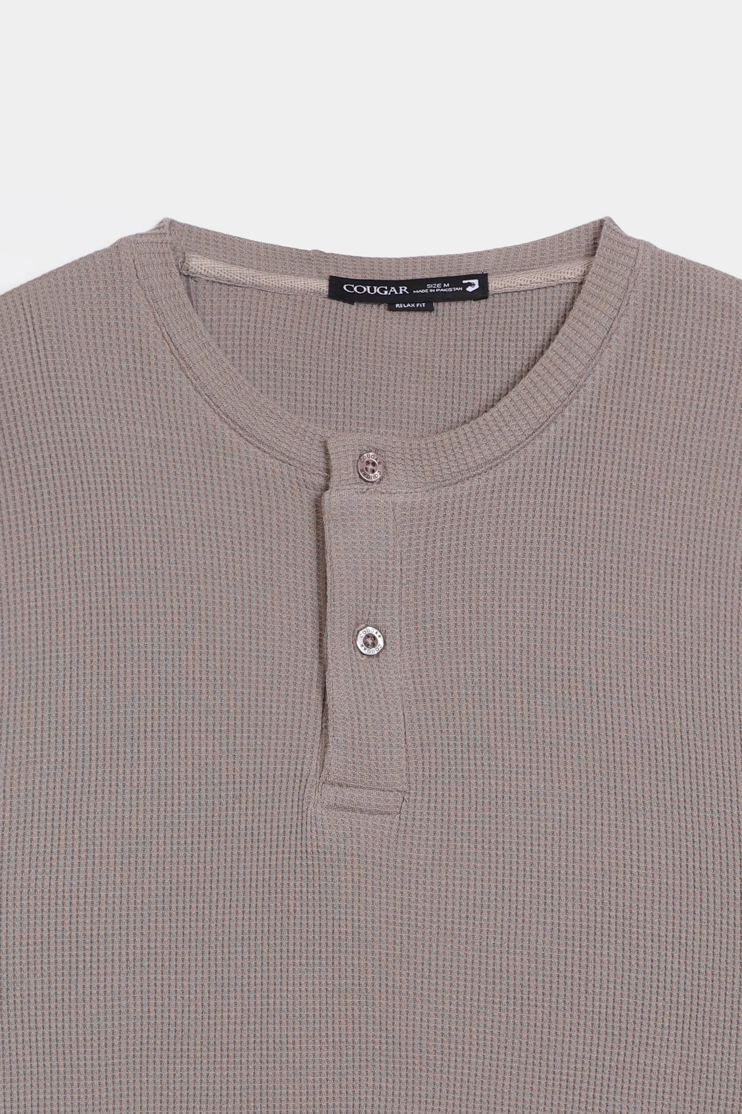 Waffle Knit Henley T-Shirt - Cougar Clothing