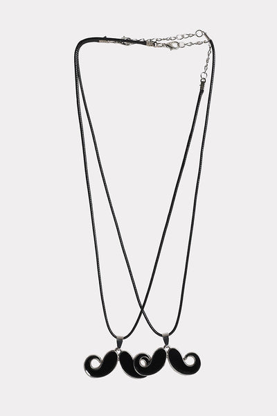 Black Moustache Pendant Rope Necklace