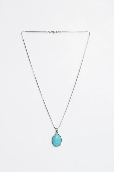 Ferozi Stone Pendant Chain Necklace