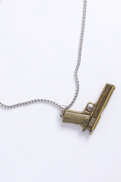 Golden Pistol Pendent Chain Necklace