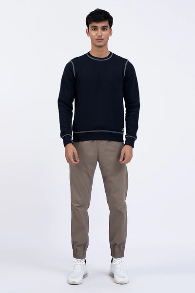 Dark Navy Contrast Stitch Sweatshirt