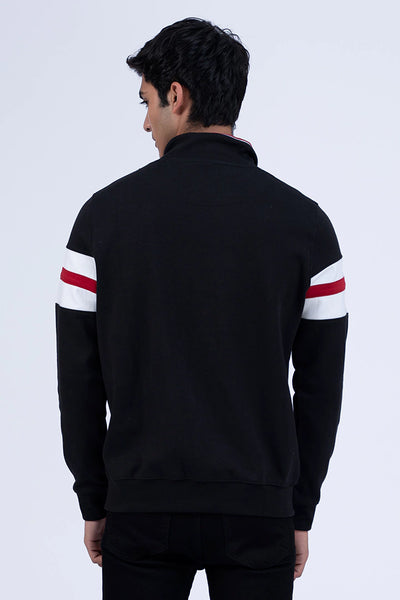 Black Sleeve Penal Detail Sweatshirt