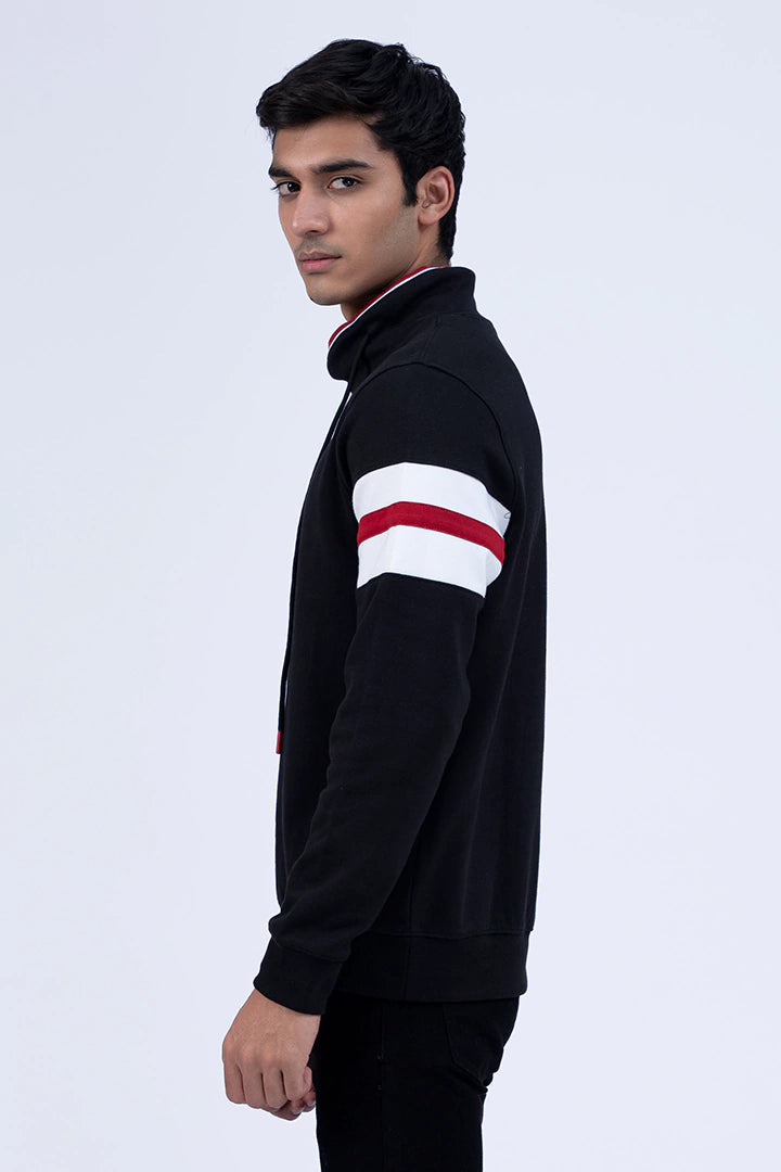 Black Sleeve Penal Detail Sweatshirt