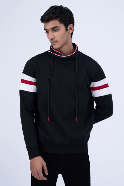 Black Sleeve Penal Detail Sweatshirt