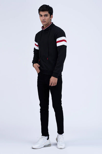 Black Sleeve Penal Detail Sweatshirt