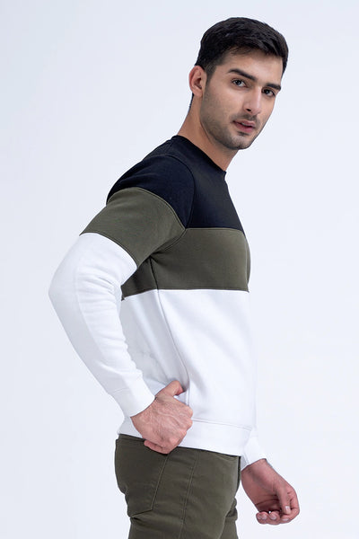 Color Block Round Neck Sweatshirt
