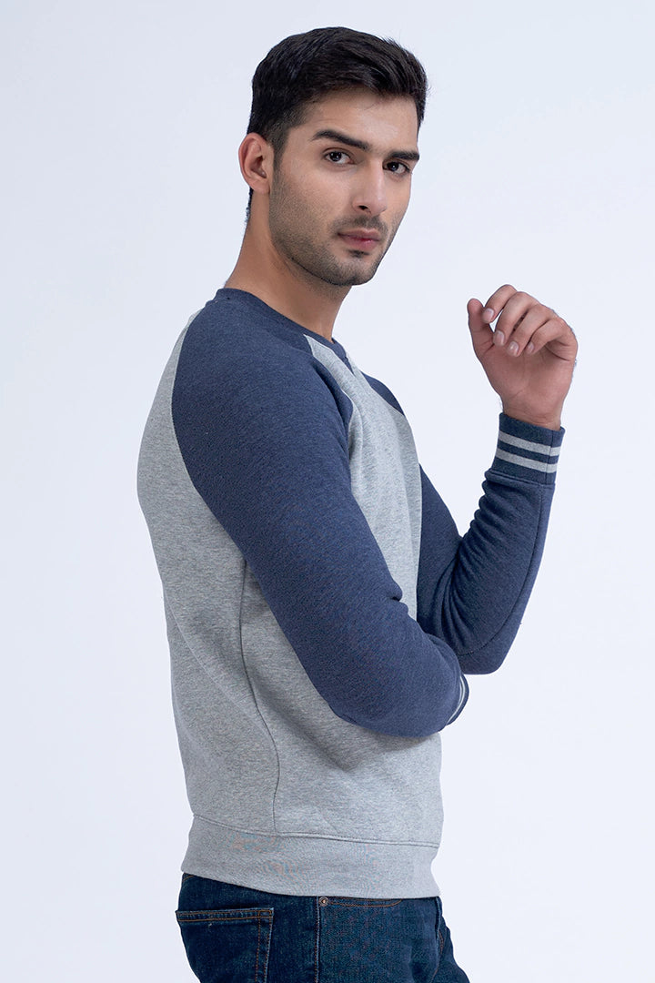Grey Raglan Sleeves Sweatshirt